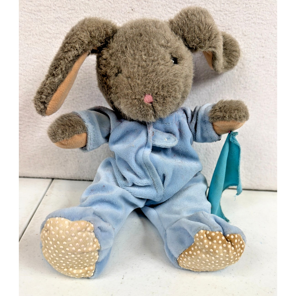 Readers Digest Brown Rabbit‎ Plush Stuffed Animal Toy 11" Blue Pajamas FLAWS